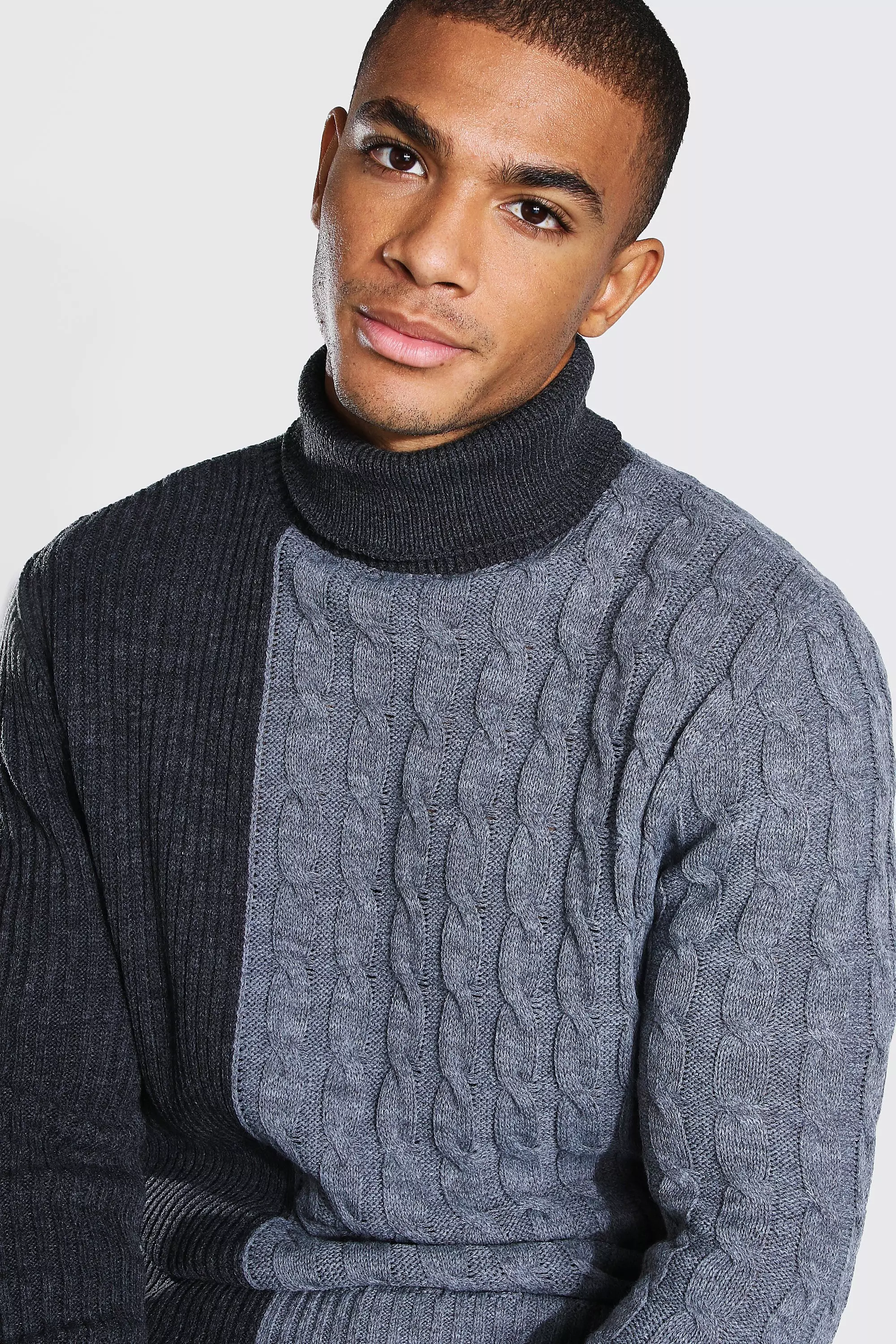 Grey chunky clearance turtleneck sweater